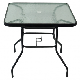 Étkezőasztal. fekete acél/edzett üveg. DEMAT NEW TYP 2