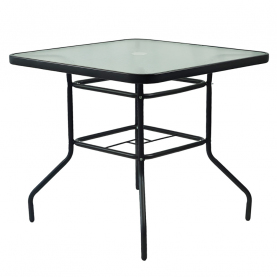 Étkezőasztal. fekete acél/edzett üveg. DEMAT NEW TYP 2