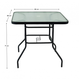 Étkezőasztal. fekete acél/edzett üveg. DEMAT NEW TYP 2