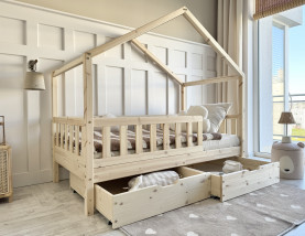 Házikóágy ágyneműtartóval GABBY PLUS