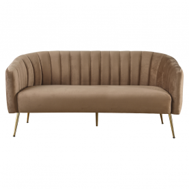 Design 3-as ülés kanapé. barna bársony szovet/arany króm-arany. BAGY