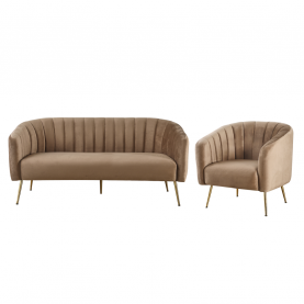 Design 3-as ülés kanapé. barna bársony szovet/arany króm-arany. BAGY