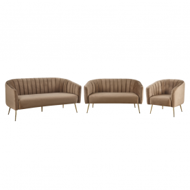 Design 3-as ülés kanapé. barna bársony szovet/arany króm-arany. BAGY