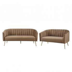 Design 3-as ülés kanapé. barna bársony szovet/arany króm-arany. BAGY