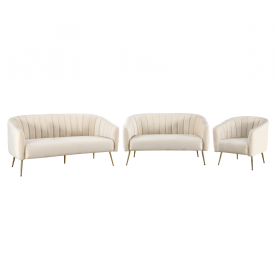 Design 3-as ülés kanapé. bézs Velvet szovet/gold króm-arany. BAGY