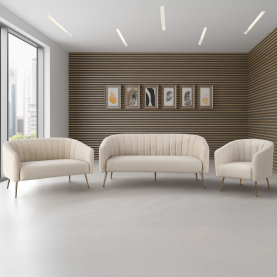 Design 3-as ülés kanapé. bézs Velvet szovet/gold króm-arany. BAGY