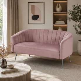 Design kétszemélyes kanapé. rózsaszín Velvet szovet/króm-ezüst. BAGY