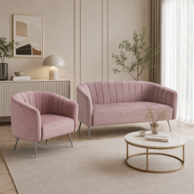 Design kétszemélyes kanapé. rózsaszín Velvet szovet/króm-ezüst. BAGY