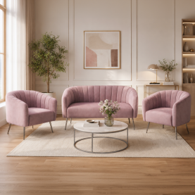Design kétszemélyes kanapé. rózsaszín Velvet szovet/króm-ezüst. BAGY