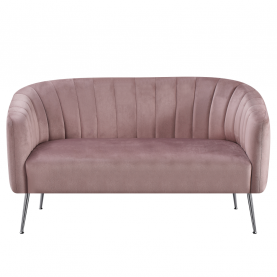 Design kétszemélyes kanapé. rózsaszín Velvet szovet/króm-ezüst. BAGY