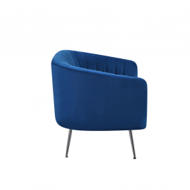 Design kétszemélyes kanapé. sotétkék Velvet szovet/króm-ezüst. BAGY