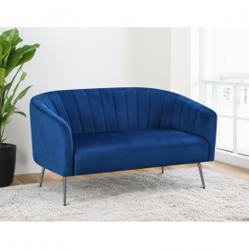 Design kétszemélyes kanapé. sotétkék Velvet szovet/króm-ezüst. BAGY
