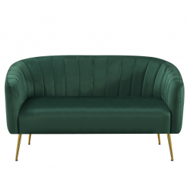 Design kétszemélyes kanapé. sotétzold Velvet szovet/gold króm-arany. BAGY