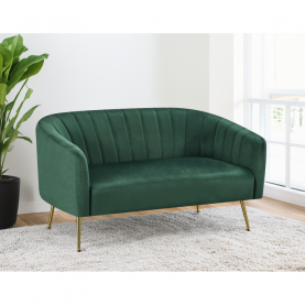 Design kétszemélyes kanapé. sotétzold Velvet szovet/gold króm-arany. BAGY
