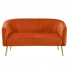 Design kétszemélyes kanapé. terrakotta Velvet szovet/gold króm-arany. BAGY