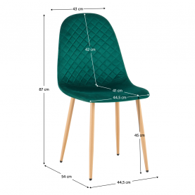 Szék. smaragd Velvet szovet/bükk. LEGA 2 NEW
