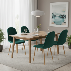 Szék. smaragd Velvet szovet/bükk. LEGA 2 NEW