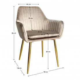 Étkezőfotel. szürkésbarna taupe Velvet szovet/gold króm-arany. ADLAR Étkezőfotel. szürkésbarna taupe Velvet szovet/gold króm-arany. ADLAR