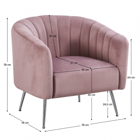 Design fotel. rózsaszín Velvet szovet/króm-ezüst. BAGY Design fotel. rózsaszín Velvet szovet/króm-ezüst. BAGY