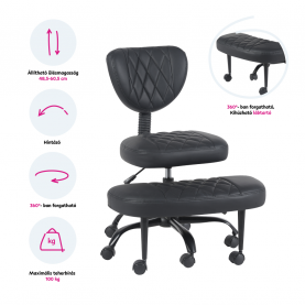 Ergonomikus térdeplőszék. fekete műbőr/fekete. SAMER Ergonomikus térdeplőszék. fekete műbőr/fekete. SAMER