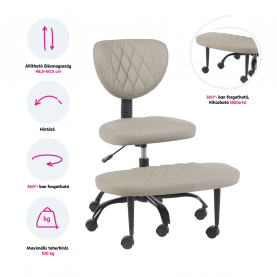 Ergonomikus térdeplőszék. szürkésbarna Taupe ekobőr/fekete. SAMER Ergonomikus térdeplőszék. szürkésbarna Taupe ekobőr/fekete. SAMER