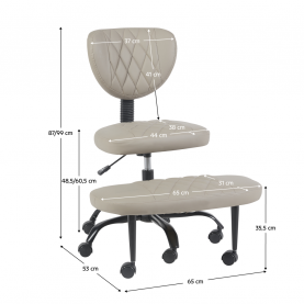 Ergonomikus térdeplőszék. szürkésbarna Taupe ekobőr/fekete. SAMER Ergonomikus térdeplőszék. szürkésbarna Taupe ekobőr/fekete. SAMER