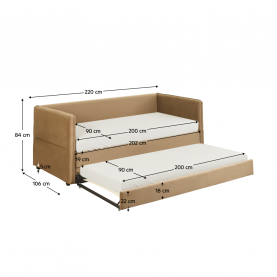 Ágy kihúzható pótággyal. szürke. barna. 90x200. TALNIA Ágy kihúzható pótággyal. szürke. barna. 90x200. TALNIA