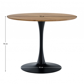 Étkezőasztal. tolgy/fekete. átmérő 110 cm. REVENTON NEW
