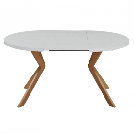 Kihúzható étkezőasztal. fehér/tolgy. 100-250x75.5 cm. LUKOS