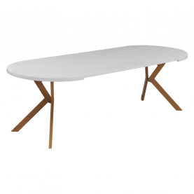 Kihúzható étkezőasztal. fehér/tolgy. 100-250x75.5 cm. LUKOS