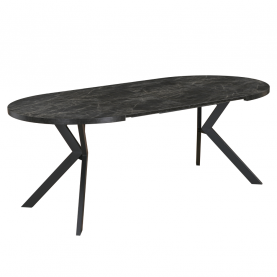 Kihúzható étkezőasztal. sotét beton/fekete. 100-250x75.5 cm. LUKOS Kihúzható étkezőasztal. sotét beton/fekete. 100-250x75.5 cm. LUKOS