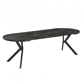 Kihúzható étkezőasztal. sotét beton/fekete. 100-250x75.5 cm. LUKOS Kihúzható étkezőasztal. sotét beton/fekete. 100-250x75.5 cm. LUKOS
