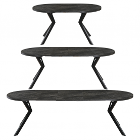 Kihúzható étkezőasztal. sotét beton/fekete. 100-250x75.5 cm. LUKOS Kihúzható étkezőasztal. sotét beton/fekete. 100-250x75.5 cm. LUKOS