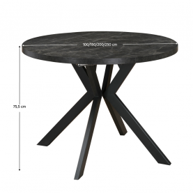 Kihúzható étkezőasztal. sotét beton/fekete. 100-250x75.5 cm. LUKOS Kihúzható étkezőasztal. sotét beton/fekete. 100-250x75.5 cm. LUKOS