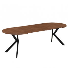 Kihúzható étkezőasztal. sotét tolgy/fekete. 100-250x75.5 cm. LUKOS