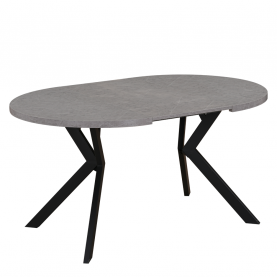 Kihúzható étkezőasztal. világos beton/fekete. 100-250x75.5 cm. LUKOS