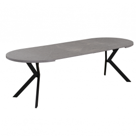 Kihúzható étkezőasztal. világos beton/fekete. 100-250x75.5 cm. LUKOS