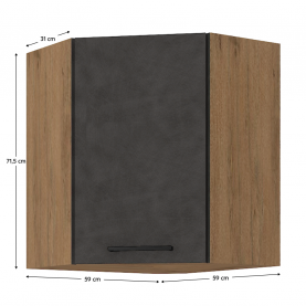 Felsőszekrény. szürke matt/tolgy lancelot. VEGA 58x58 GN-72 1F Felsőszekrény. szürke matt/tolgy lancelot. VEGA 58x58 GN-72 1F