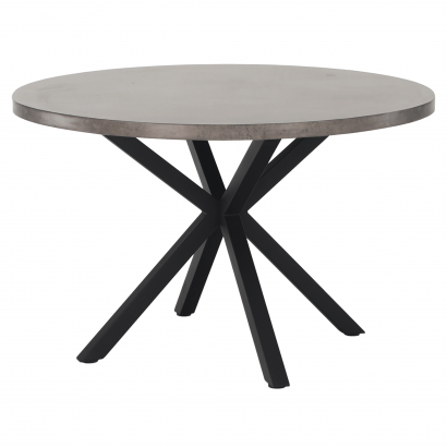 Étkezőasztal, beton/fekete, átmérő 120 cm, MEDOR