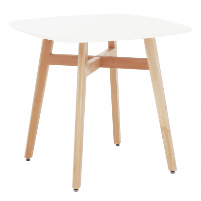 Étkezőasztal, fehér/természetes fa, 80x80 cm, DEJAN 2 NEW