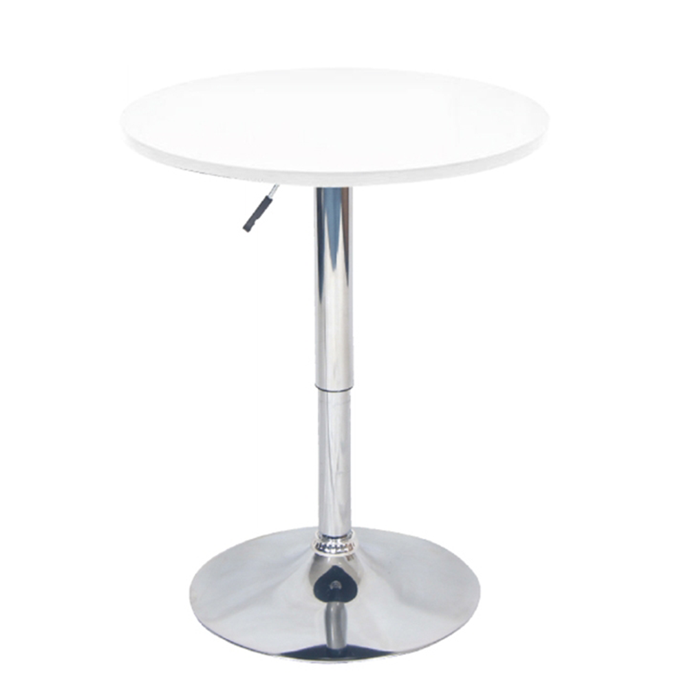 Bárasztal, magasság állítással, króm/fehér, átmérő 60 cm, BRANY New