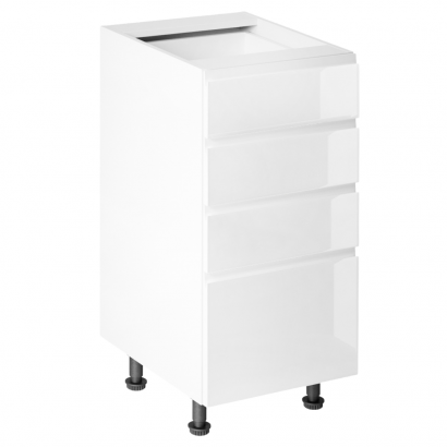 Alsószekrény, fehér/fehér extra magasfényű, AURORA D40S4