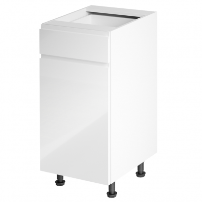 Alsószekrény, fehér/fehér extra magasfényű, balos, AURORA D40S1