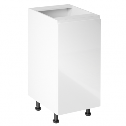 Alsószekrény, fehér/fehér extra magasfényű, jobbos, AURORA D40