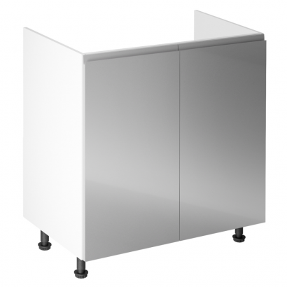 Mosogatószekrény, fehér/szürke extra magasfényű, AURORA D80Z