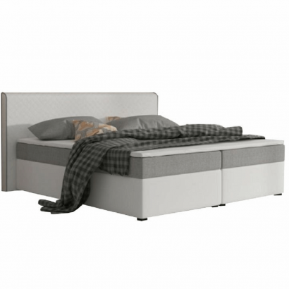 Kényelmes ágy, szürke szövet/fehér textilbőr, 160x200, NOVARA MEGAKOMFORT VISCO