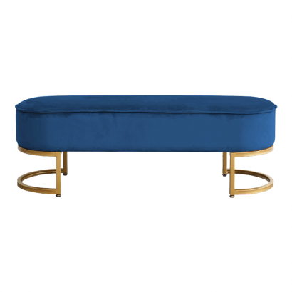 Dizájnos pad, kék Velvet szövet/gold króm-arany, MIRILA