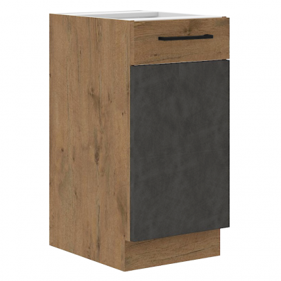 Alsószekrény, szürke matt/tölgy lancelot, VEGA 40 D 1F BB