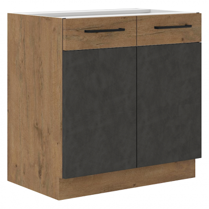 Alsószekrény, szürke matt/tölgy lancelot, VEGA 80 ZL 2F BB Alsószekrény, szürke matt/tölgy lancelot, VEGA 80 ZL 2F BB