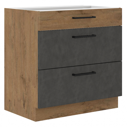 Alsószekrény, szürke matt/tölgy lancelot, VEGA 80 D 3S BB Alsószekrény, szürke matt/tölgy lancelot, VEGA 80 D 3S BB